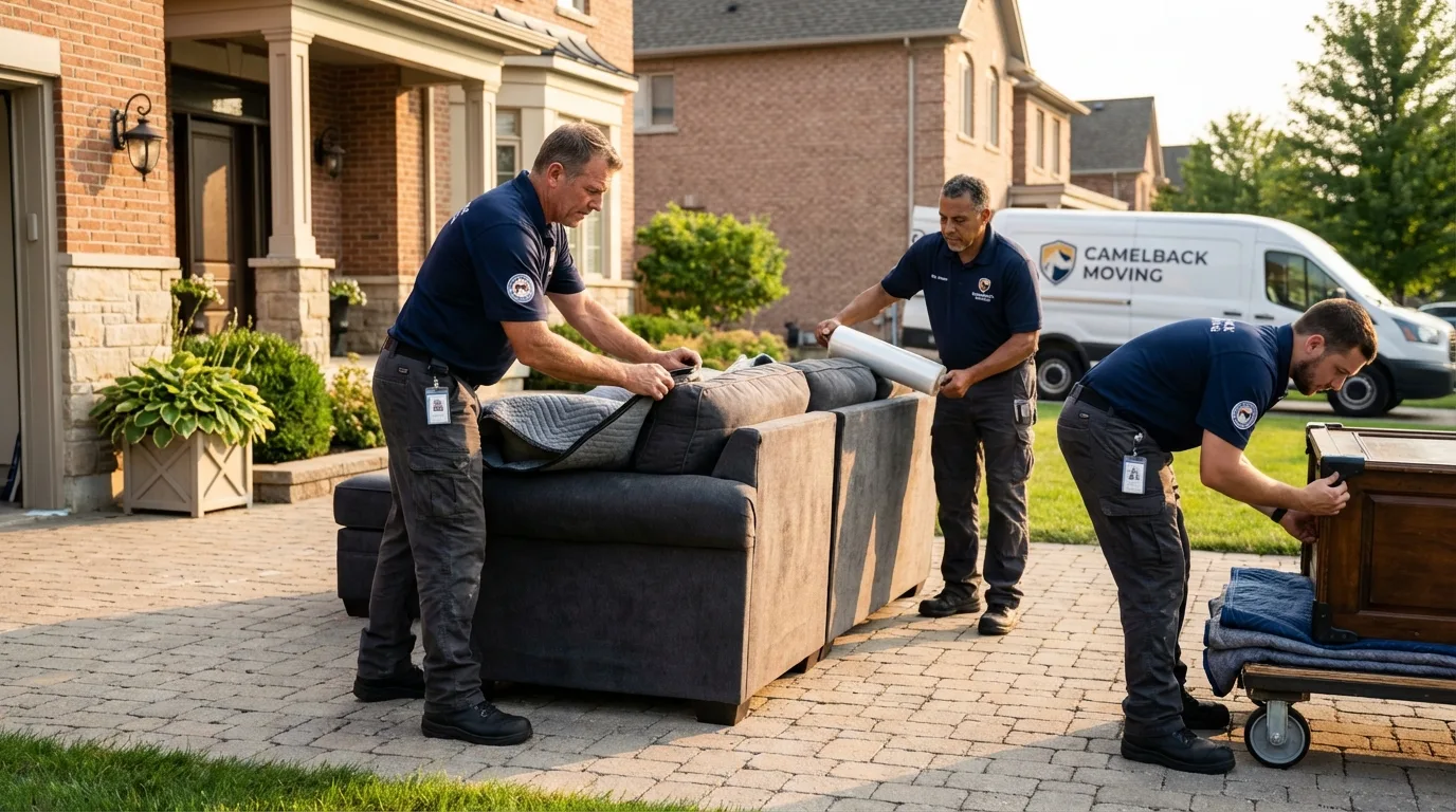 Large estate moving crew wrapping furniture in Inwood, WV